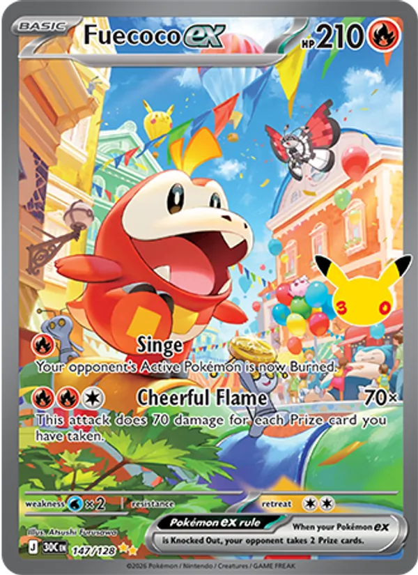 Fuecoco ex 147/128 — 30th Celebration Pokémon card
