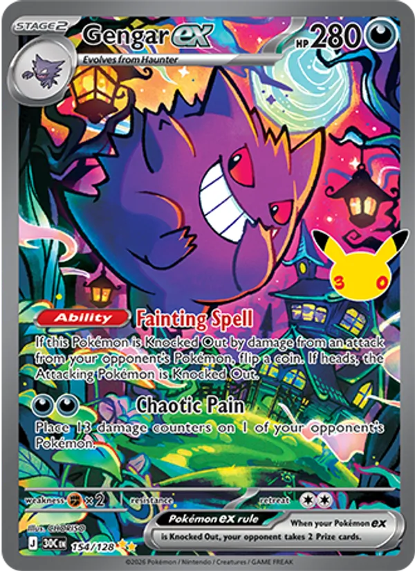 Gengar ex 154/128 — 30th Celebration Pokémon card