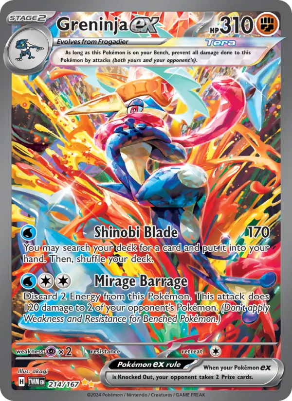 Greninja ex 214/167 — Twilight Masquerade Pokémon card
