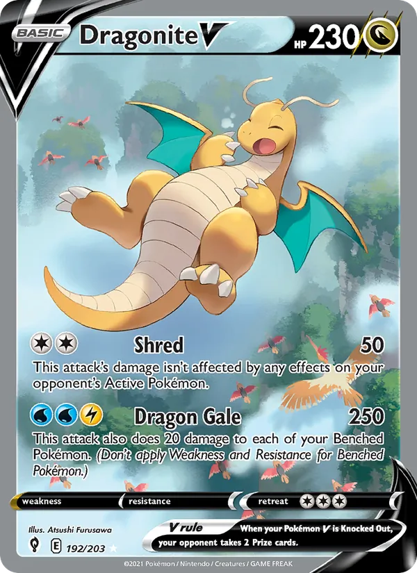 Dragonite V 192/203 — Evolving Skies Pokémon card