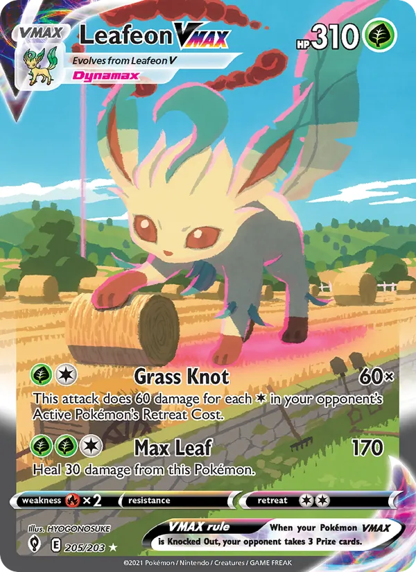 Leafeon VMAX 205/203 — Evolving Skies Pokémon card